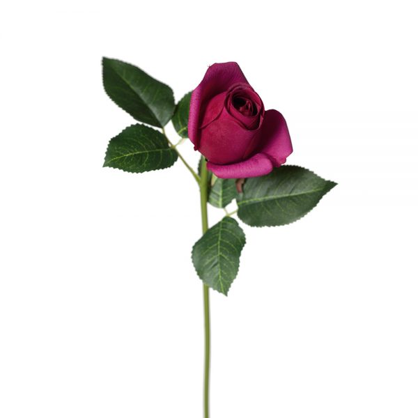 Rose Bella Bud Real Touch Stem Burgundy 37cmL