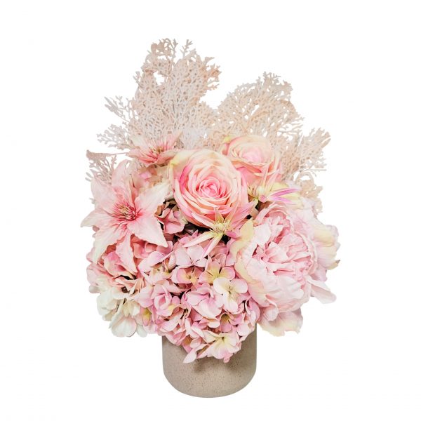 ALANI Hydrangea Peony Rose Mix in Pot Pink Cream 68cmH