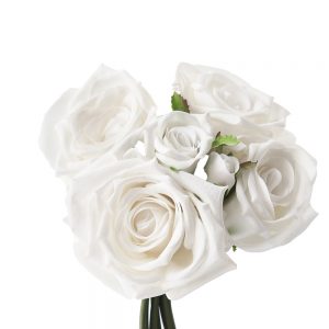 Rose Lana Mix Bouquet Real Touch White 20cmL