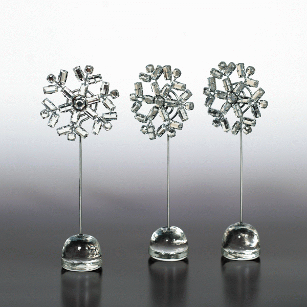 Christmas Table Crystal Snowflake Name Holder Clear 15cmH (Pack of 3)