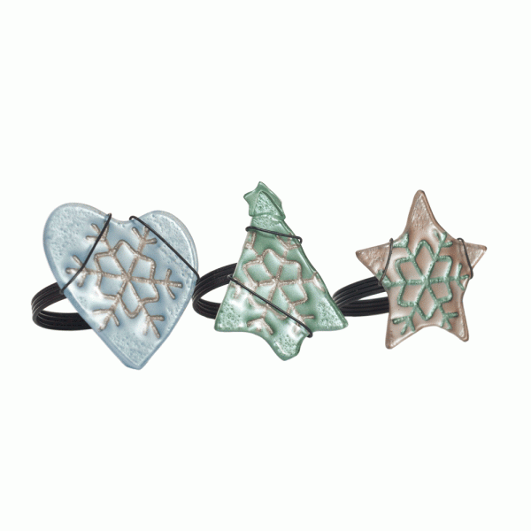 Christmas Table Arctic Glass Napkin Holder Mixed 5cmH (Pack of 3)