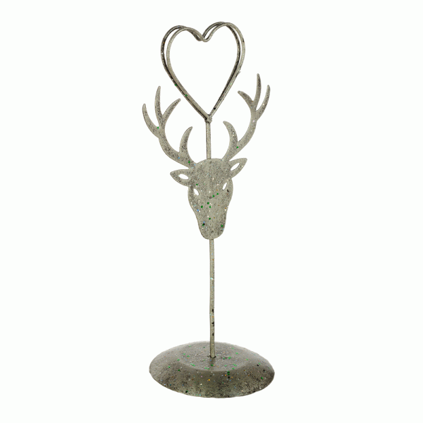 Christmas Table Reindeer Name Holder Silver 18cmH