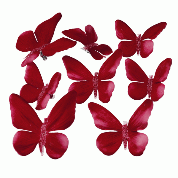 Butterfly Clip Assorted Sizes Red 10cmD (8pcs)
