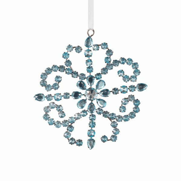 Christmas Ornament Sparkle Snowflake Jew Light Blue 13cmD
